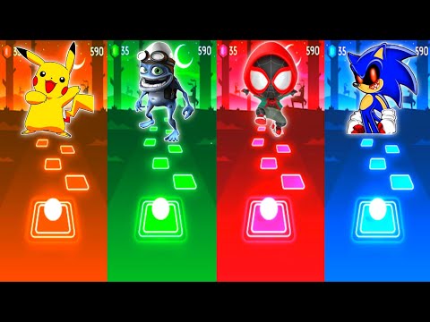 Pikachu VS Crazy Frog VS Spiderman VS Sonic EXE - Tiles Hop EDM Rush