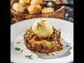 Beef Stew Topped With Cheesy Mashed Potato Ball