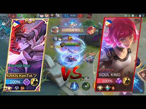 CHOU VS TOP GLOBAL BEATRIX | HOW TO COUNTER THE META MARKSMAN BEATRIX | CHOU IORI YAGAMI GAMEPLAY ML