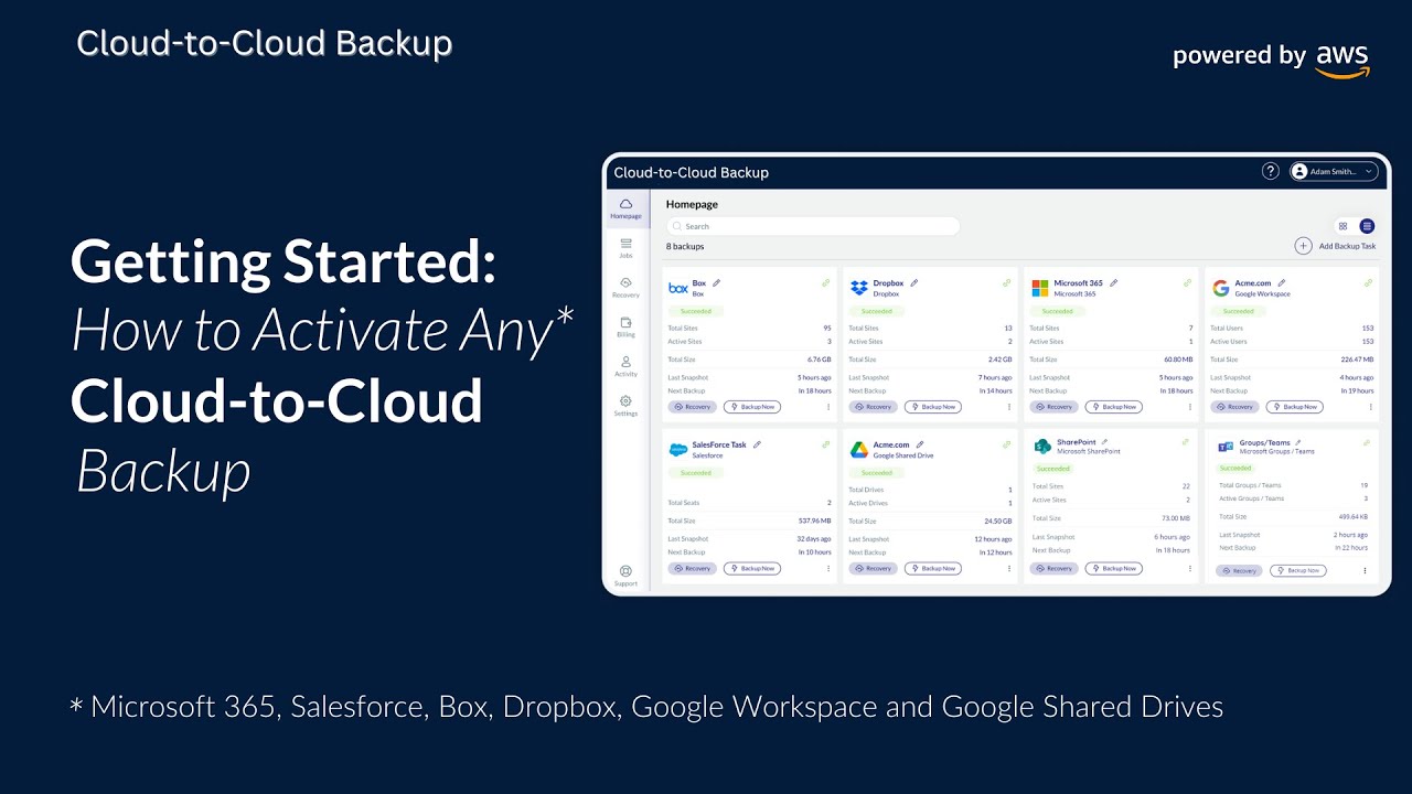 Cloud-to-Cloud Backup: Getting Started - Activating Any Backup