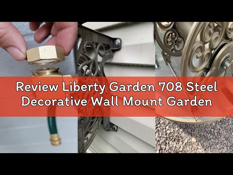 Review Liberty Garden 708 Steel Decorative Wall Mount Garden Hose Reel, Holds 125-Feet of 5/8-Inch H
