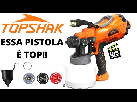 TOPSHAK PISTOLA ELÉTRICA DE PINTURA TS-SG2 700W 1200ml COM LED POTENTE! PISTOLA E VAPORIZADOR TOP!