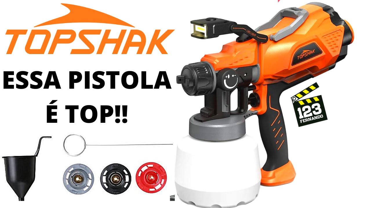 TOPSHAK PISTOLA ELÉTRICA DE PINTURA TS-SG2 700W 1200ml COM LED POTENTE! PISTOLA E VAPORIZADOR TOP!