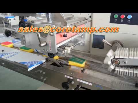 Horizontal sponge scrubber packing machine, kitchen sponge scourer packaging machine
