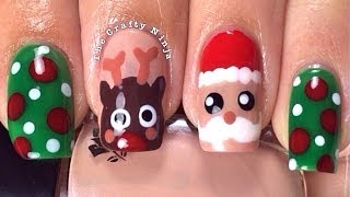 Christmas Santa Rudolph Reindeer Nails by The Crafty Ninja