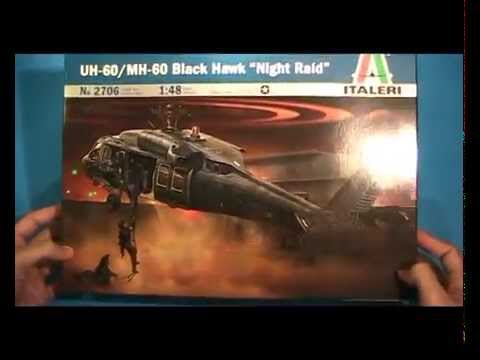 Italeri 1:48 Scale UH-60A Black Hawk Night Raid Plastic Model Kit - Detailed Military Aircraft Build