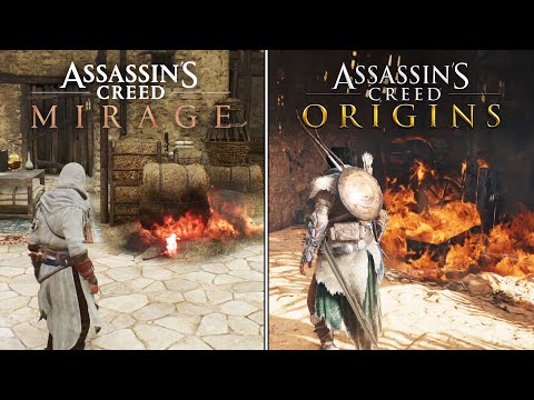 Assassin's Creed Mirage VS. Origins - Fire Physics Comparison