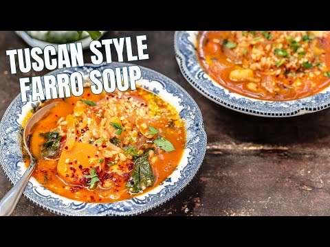 Tuscan Farro Soup with White Beans! Easy, flavor-packed, and budget friendly!