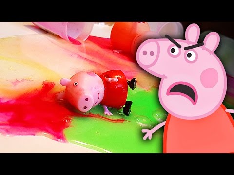 Peppa Pig se Afoga em Amoebas - PeppaPig, Mamãe Pig e George no Slime Video