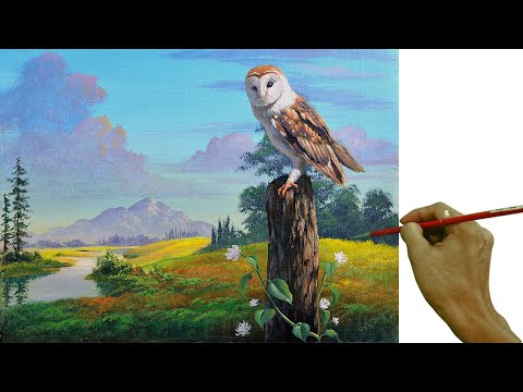Acrylic Landscape Painting in Time-lapse / Owl in the Backyard / JMLisondra