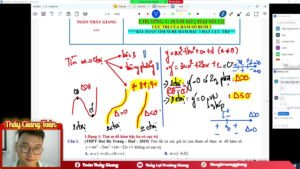 TÌM M ĐỂ HÀM BẬC 3 CÓ CỰC TRỊ THỎA MÃN