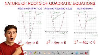 How to Determine if the Roots are Real & Distinct, Equal, or imaginary |The Nature  Quadratic Roots.
