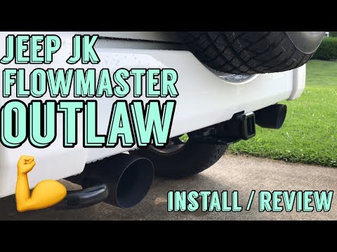 Jeep JK Exhaust Install - Flowmaster Outlaw - Review and After Videos
