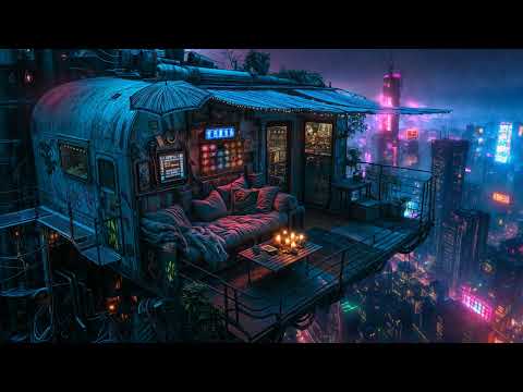 🎵 Trailer Life: Dreams Above the Neon Overworld | Rain and Ambient Music | 4K | 10 hours