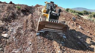 Caterpillar D9T Bulldozer Cleaning Topsoil At Aggregate Quarry  - Sotiriadis Mining Works 4K