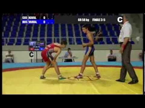WORLD CHAMPIONSHIP WRESTLING CADET 2013 Finale 3-5 GR 58 Kg (GEO) L.KAVJARADZE vs (RUS) R.VARDANYAN