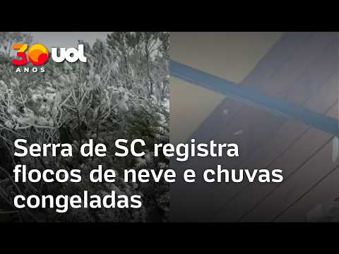 Frio no Sul: serra de SC registra flocos de neve e chuvas congeladas; veja vídeos