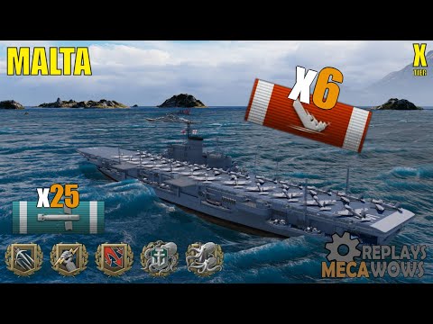 Aircraft Carrier Malta 6 Kills & 154k Damage | World of Warships Gameplay