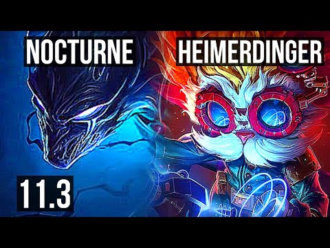 NOCTURNE vs HEIMERDINGER (MID) | 2.0M mastery, 1100+ games, 9/2/6, Godlike | KR Diamond | v11.3