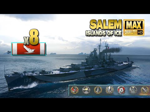 Cruiser Salem: Excellent play on map "Islands of Ice" - World of Warships
