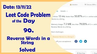 YouTube video '151 || Reverse Words in a String || Leetcode Daily Challenge'