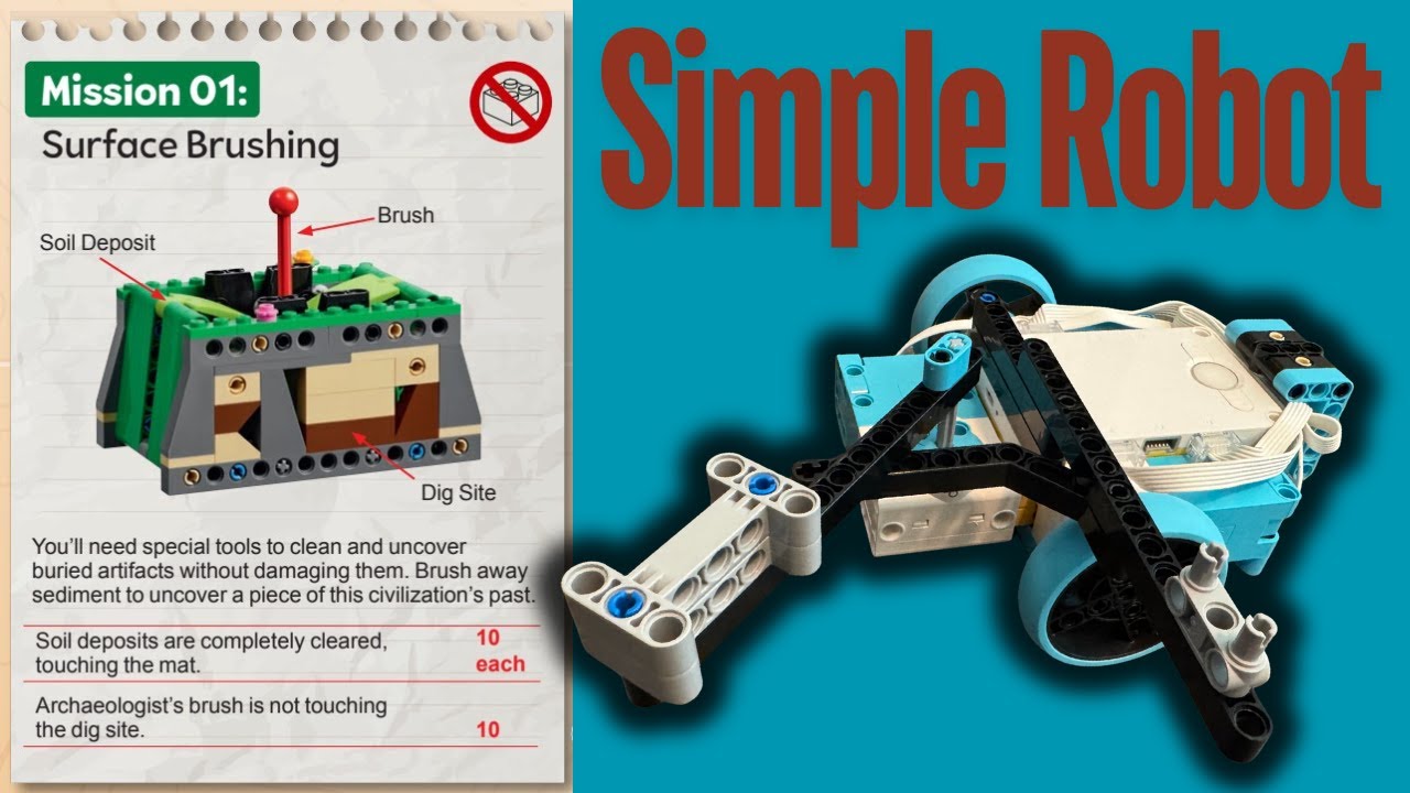 FLL UNEARTHED - Mission 01: Surface Brushing | Solved with a simple robot!