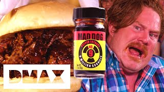 Casey Webb Takes On A 9 MILLION Scoville Pulled Pork Challenge | Man v. Food