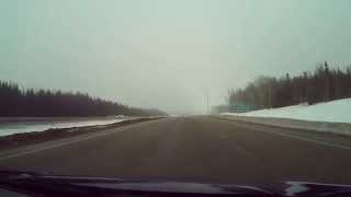 preview picture of video 'Car looses front tire on Highway 125, Sat 4 Apr 15, near Sydney River Nova Scotia'