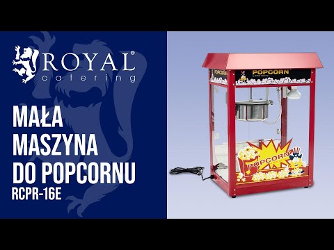 Video - Maszyna do popcornu - czerwona z daszkiem - 1500 W - 5 kg/h