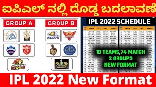 ಐಪಿಎಲ್ ನಲ್ಲಿ ದೊಡ್ಡ ಬದಲಾವಣೆ | Tata IPL 2022 New Format | IPL 2022 Schedule | Kannada Sports Expert