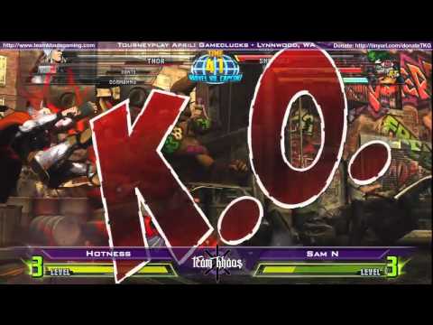 Tourneyplay April Marvel vs Capcom 3 Singles Top 8 - Hotness vs Sam N - Losers Quarterfinals #2