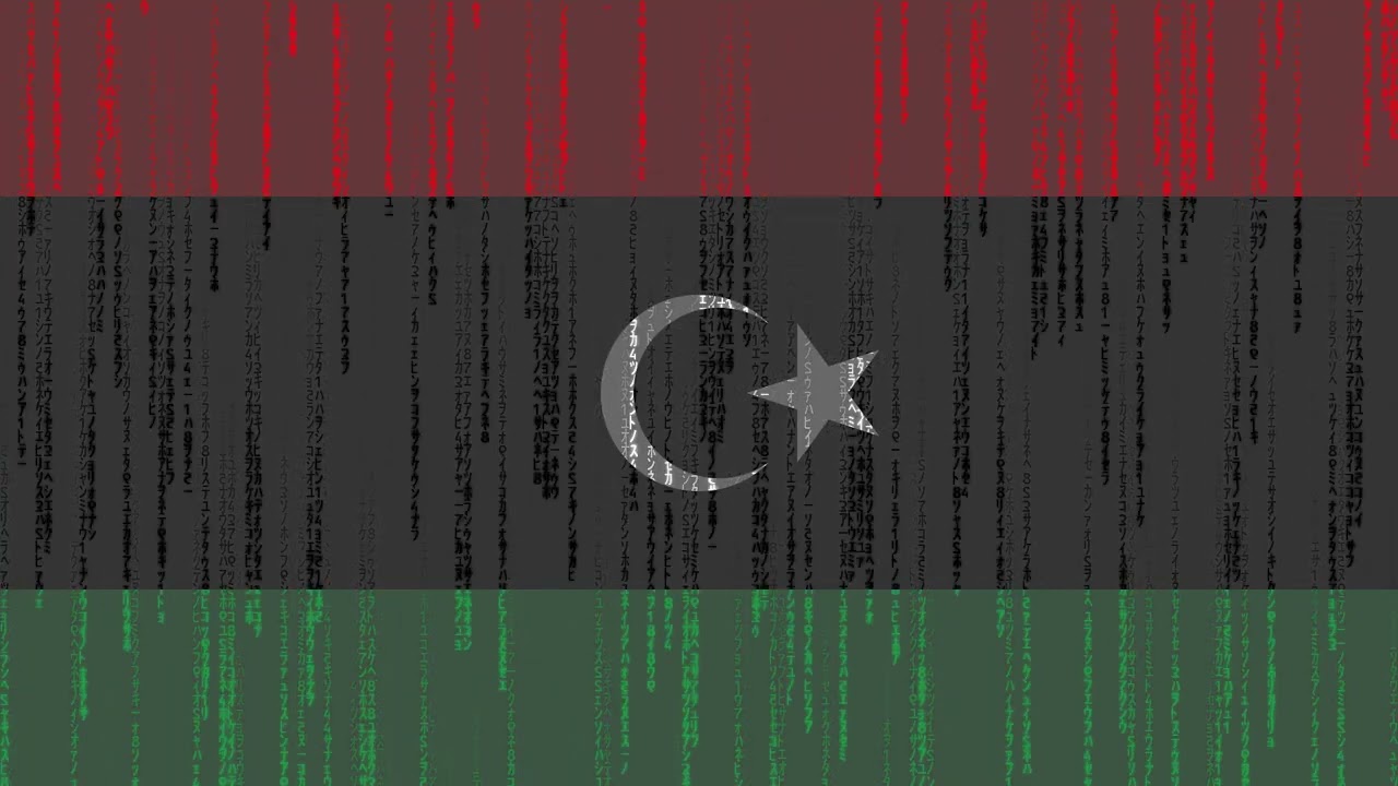 Libya Flag Matrix Rain Style Digital Stock Illustration | Motion background | Screen Saver