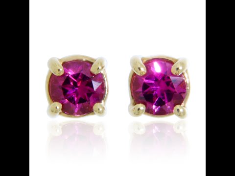 Cercei Stud Aur Galben 14k Granat Rodolit Natural