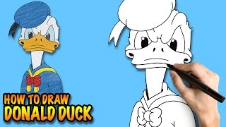 How to draw Donal Duck - Easy step-by-step drawing lessons for kids