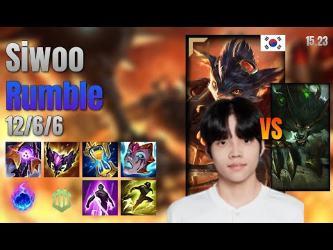 Siwoo Top Rumble vs Warwick lol KR solo rank Full Game 15.23 | 시우 럼블 vs 워윅