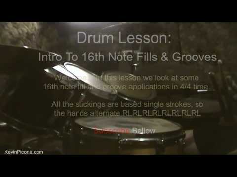 Drum Lesson:  Intro to 16th note fills and grooves - KevsDrumShed