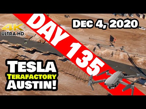 Tesla Gigafactory Austin 4K  Day 135 - 12/4/20 - Terafactory Texas - Cybertruck Factory Update!