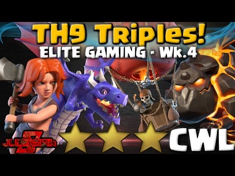 TH9 3 Star Attacks! Elite Gaming Week 4 CWL in Clash of Clans