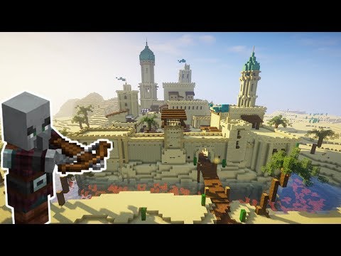 GeminiTay - Defending my Desert Oasis Castle from a Pillager Raid | Minecraft Build Timelapse | Ft. Solidarity