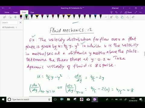 Fluid mechanics : - ( Viscosity ; Velocitiy distribution ; Solving problem ) - 12.