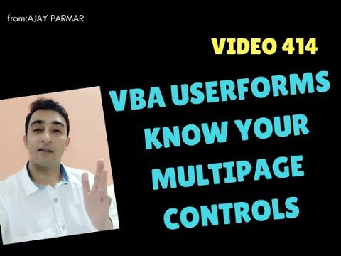 Learn MS Excel -Video 414-  VBA -USER-FORMS - MULTIPAGE CONTROLS