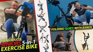 Compact Exercise Bike! MOSUNY 5-in-1 Folding Exercise Bike & GYM in One Review!