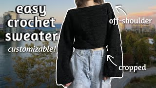 Easy Crochet Sweater Tutorial | Crochet Off-Shoulder Cropped Sweater