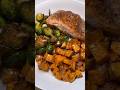 Salmon with Brussels Sprouts and Sweet Potato