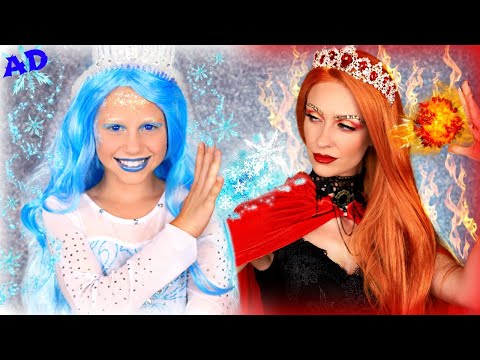Ice Queen and Fire Queen Dress Up! Will Ice Queen's Blinger Gem Powers Save Magical Ice Cream?