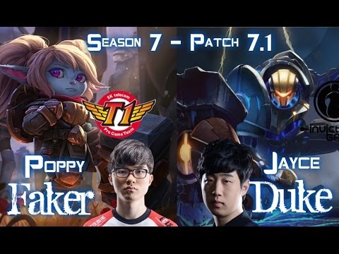 SKT T1 Faker POPPY vs IG Duke JAYCE Top - Patch 7.1 KR Ranked