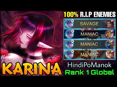 SAVAGE & 3x MANIAC!! Karina Destroying All Enemies - Top 1 Global Karina HindiPoManok - MLBB