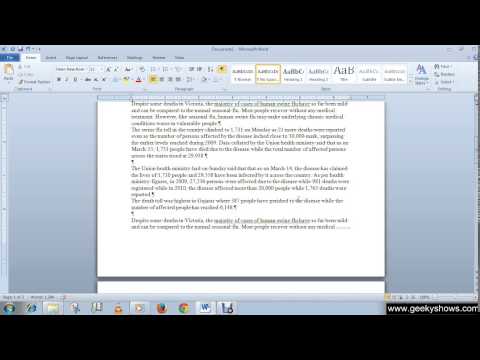 Microsoft Office Word 2010 Identify Page Breaks and Section Breaks in Document