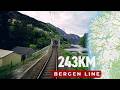 Bergen Line Freight Train Bergen To Ål 243 Km Through Norway 4K Cabview