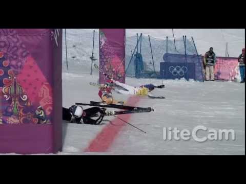 Sochi Winter Olympics: Ski Cross | Massive Fall At Finish Line!